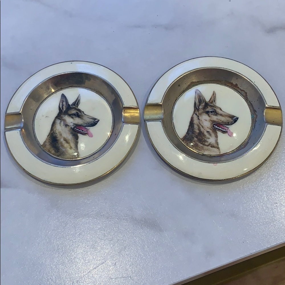 Vintage German Shepherd Jewelry Holder/Ashtrays